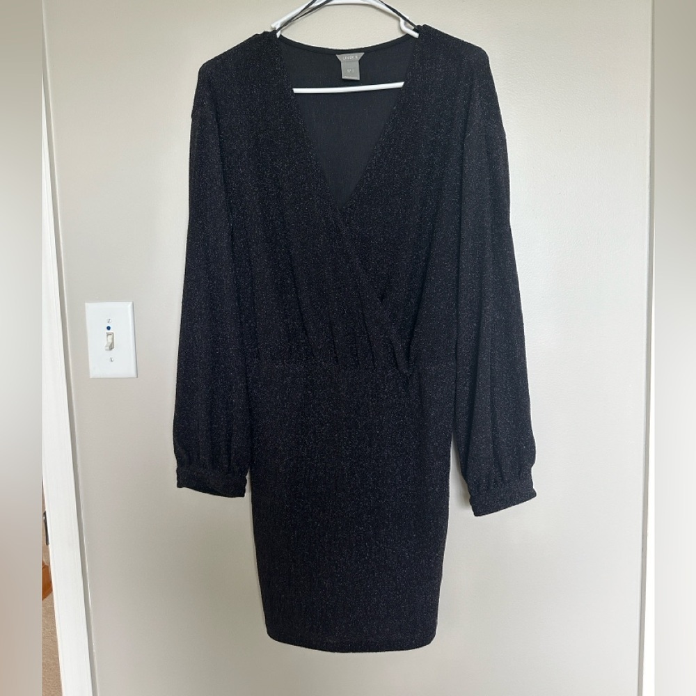 Black Shimmery Lurex Knit Dress – Stretchy